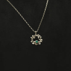 White Gold Gaia Pendant Necklace with Emerald